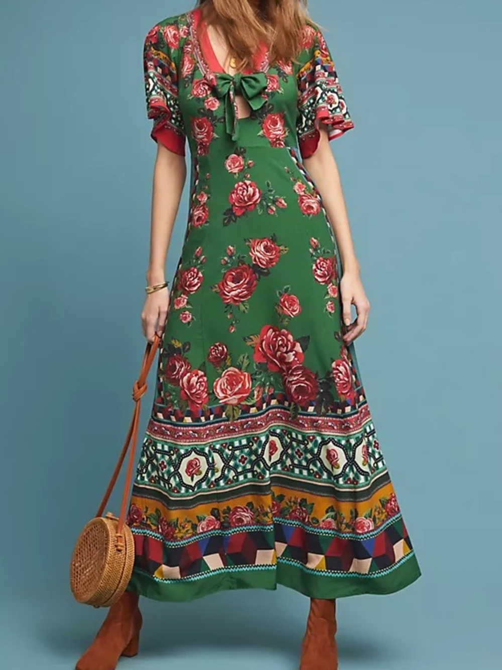 Farm Rio Bolero Maxi Dress in XSP Floral+Geo Print *Please read description*